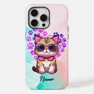 iPhone 15 Pro Max Chat Cool personnalisé en Coque lunettes de soleil