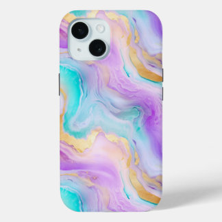 iPhone coloré 15 Coque Agate Vibrant Marbré Gem