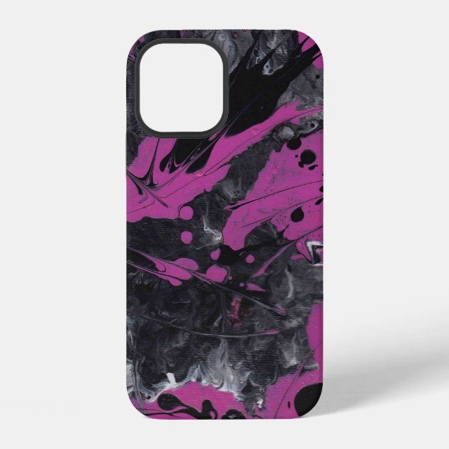 iPhone Coque abstrait rose noir. (Verso)