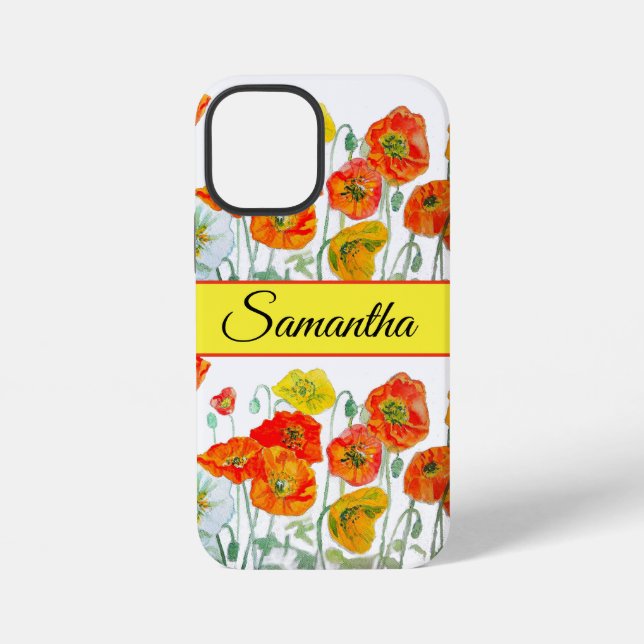iPhone Coque de téléphone fleur florale orange rouge aqua (Verso)
