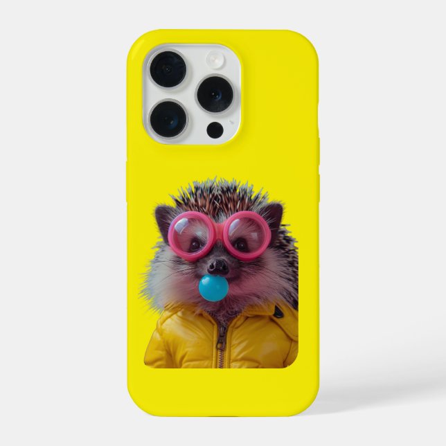 iPhone Coque de téléphone Hérisson Bubble Gum Mignon Jaun (Verso)