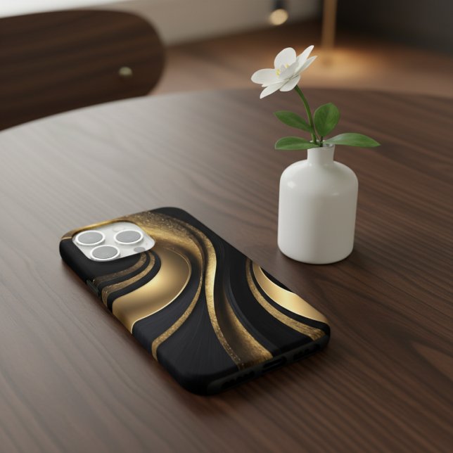 iPhone Coque de téléphone Noir et Or (Créateur téléchargé)