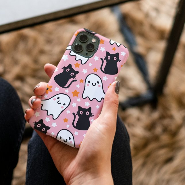 iPhone / coque ipad (👻🐱‍👤✨ Halloween Cats And Ghosts, Kawaii Cute Halloween Phone Case)