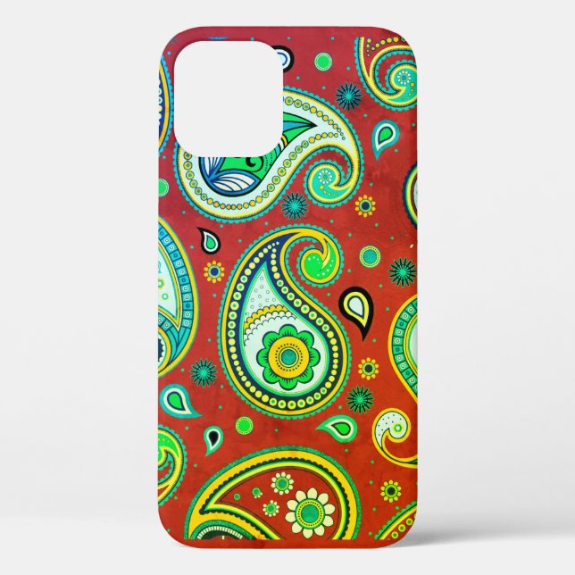iPhone / coque ipad Paisley Rouge et vert (Verso)