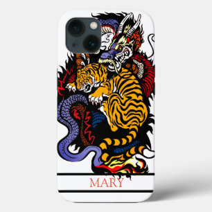 iPhone / coque ipad TIGER ET DRAGON NOM PERSONNALI