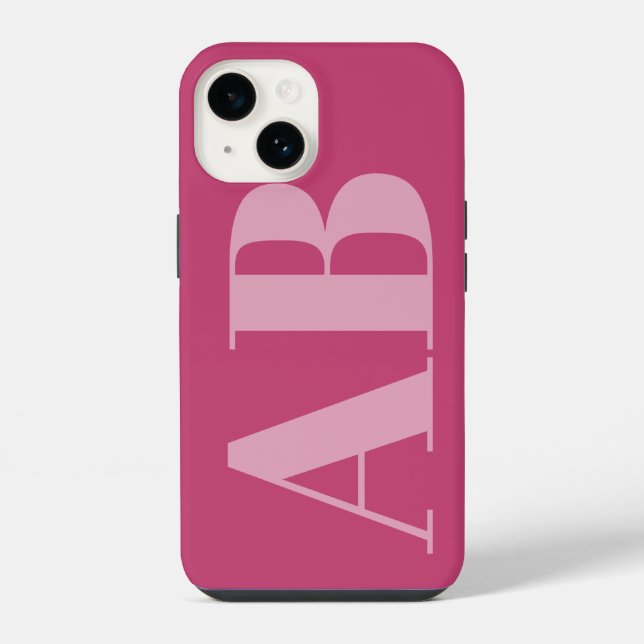 iPhone Coque Monogramme minimal initial pour fille rose m (Verso)
