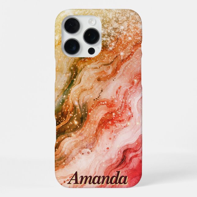 iPhone Coque personnalisé en marbre rouille doré (Verso)