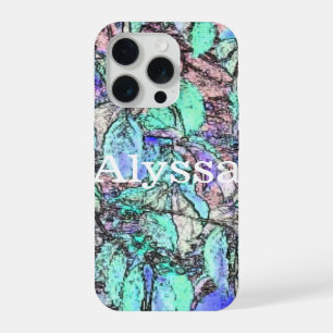 iPhone 15 Pro Coque personnalisé Feuilles d'arbre de crayon colo