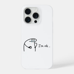 iPhone 15 Pro Drôle Je Suis Ok Dessin Animé Stickman Coque de Té