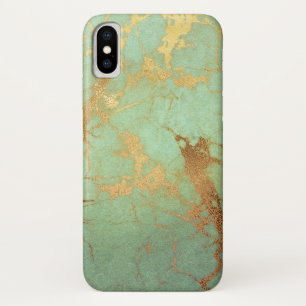 iPhone en marbre bleu turquoise et or / coque ipad