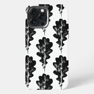 Etui iPhone 13 Pro Max Feuilles de chêne noir et blanc Imprimer coque iph