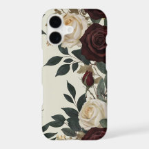 iPhone floral aquarelle élégant bordeaux et crème 