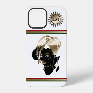 iPhone 12 Magnifique étude monogrammée Reine africaine Coque