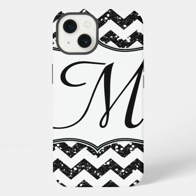 iPhone Moderne Blac Glitt Chevron Girly Monogram Coque ip (Verso)