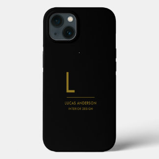 Etui iPhone 13 Monogramme moderne minimaliste noir et blanc Coque