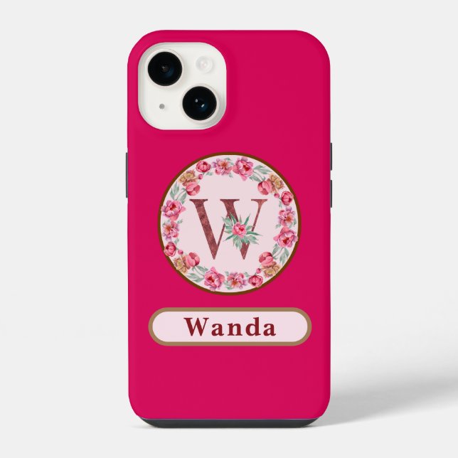 iPhone Monogramme W Floral Customisé Coque-Mate coque iph (Verso)