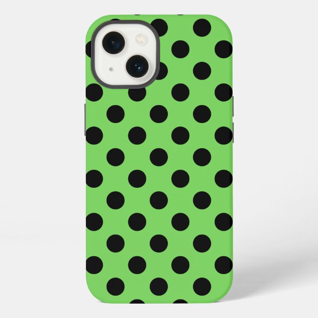 iPhone Noirs points sur fond vert citron Case-Mate coque  (Verso)