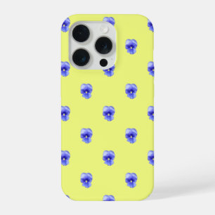 iPhone 15 Pro Pansy Bleu sur Jaune - Coque de Téléphone