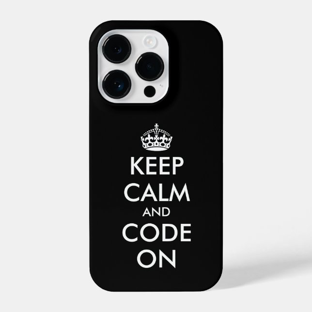 iPhone Restez calme et code sur l'iPhone 14 pro Coque per (Verso)