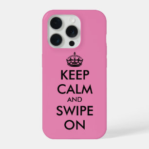 iPhone 15 Pro Restez calme et faites glisser une coque rose pour