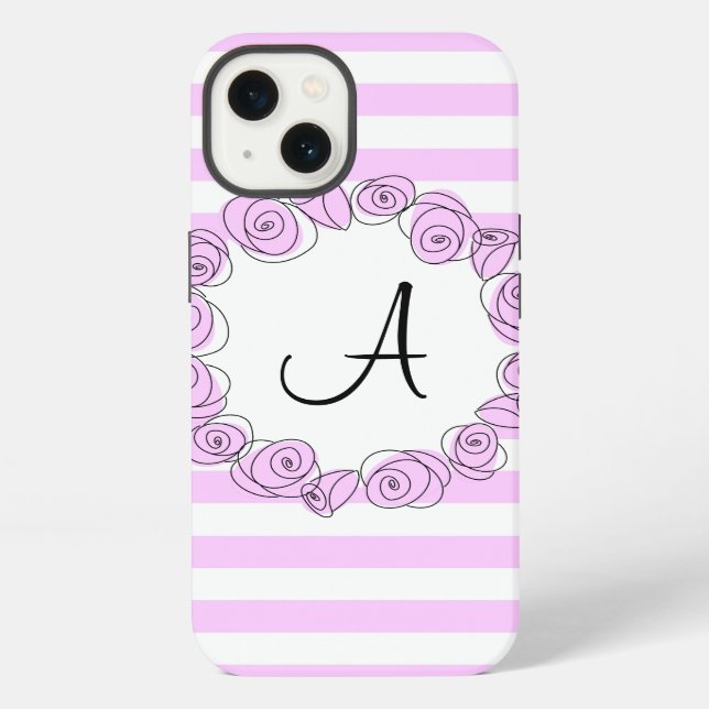 iPhone Rose Lilac Monogramme bande coque ipad vertical (Verso)