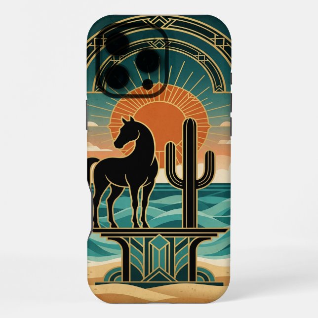iPhone Silhouette de cheval dans le désert, Coque pour iP (Verso)