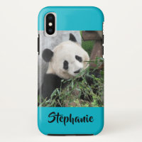 iPhone X Tough Coque géant Panda Typographie bleu