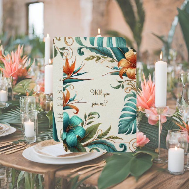 Iridescence tropicale de la carte RSVP (Créateur téléchargé)