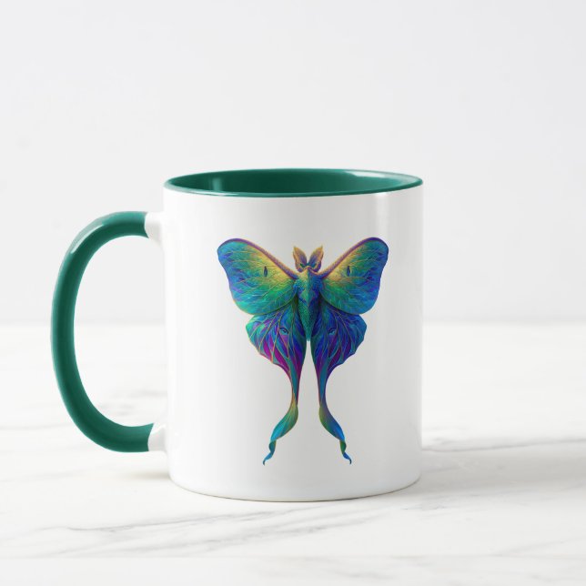 Iridescent Luna Moth Coffee Mug | Colorful Fantasy (Gauche)