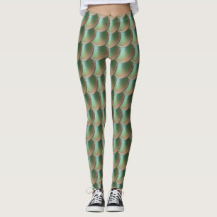 Iridescente Green Dragon Scale Cosplay Leggings