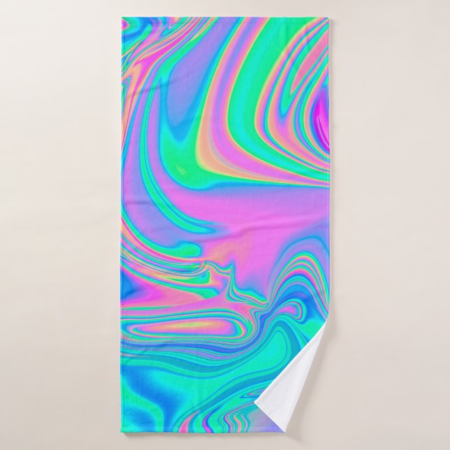 Iridescente marbrée texture holographique en dynam (Serviette de bain)