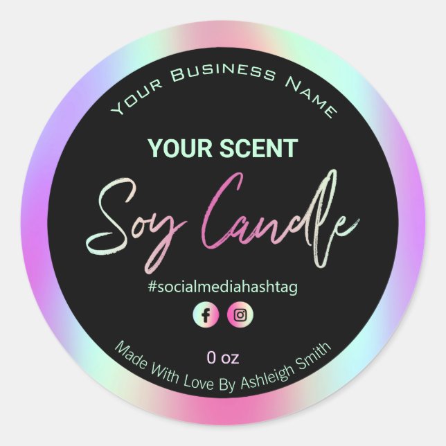 Iridescente Rainbow Soy Candle Étiquette (Devant)