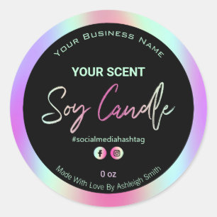 Iridescente Rainbow Soy Candle Étiquette