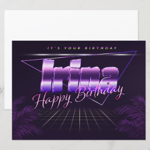 Irina prénom nom carte rétro lilas anniversaire
