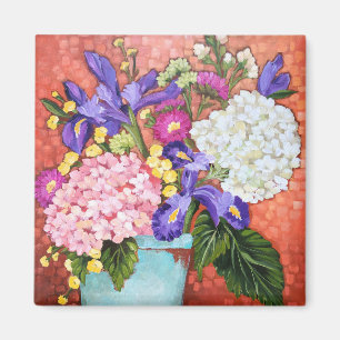 "Iris and Friends" Beaux-Art Floral Magnet Carré