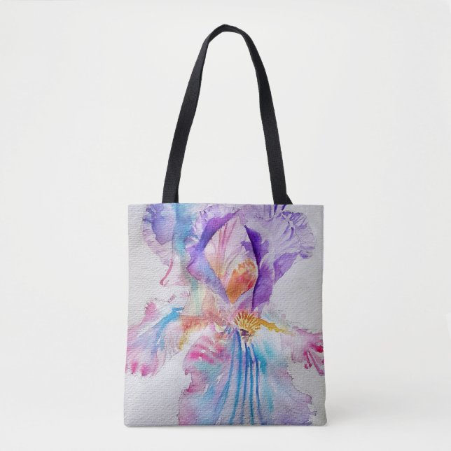 Iris Aquarelle Fleur violet Sac fourre-tout Floral (Devant)
