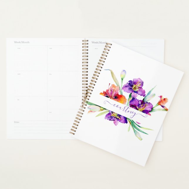 Iris aquarelle violette personnalisée  (Devant avec enveloppe)