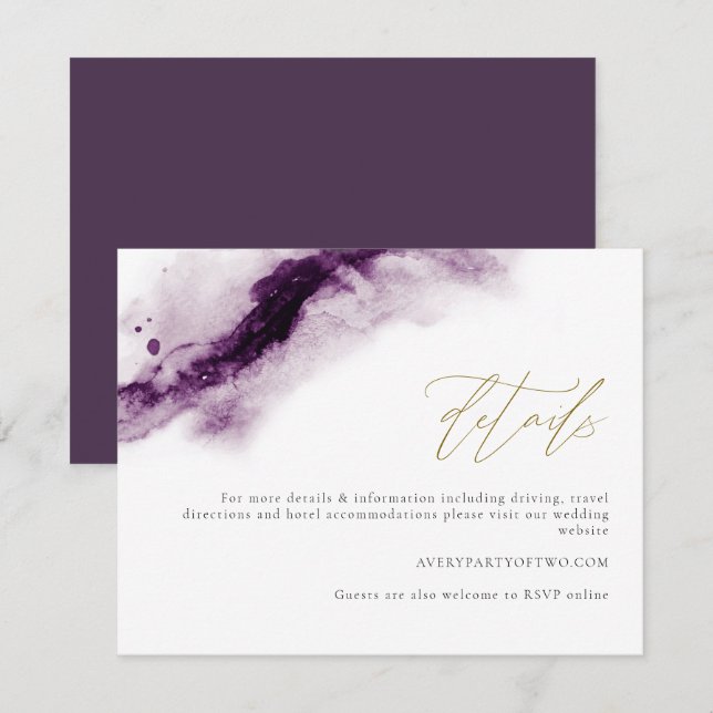 IRIS | Carte Boho Plum Purple Gold Splash Détails (Devant / Derrière)