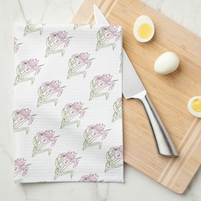 Iris Design brodé MoJo Serviette de cuisine (Quart Plié)