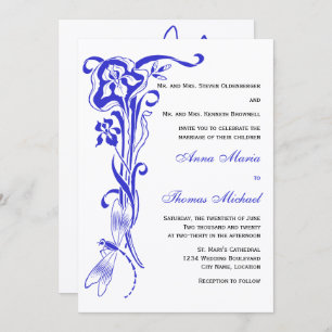 Iris & Dragonfly Royal Blue Faire-part de mariage
