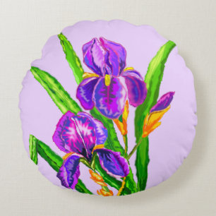Iris Fleurs Coussin Arrondi Irises