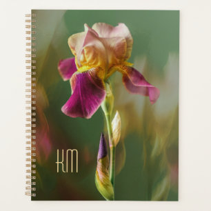 Iris floral art photo rêveur avec monogramme (Gran