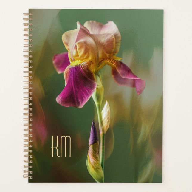 Iris floral art photo rêveur avec monogramme (Gran (Devant)