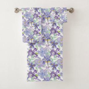 Iris Floral Jaune Violet Aquarelle Fleurs
