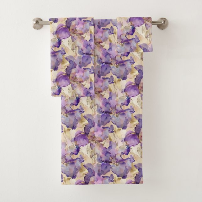Iris Floral Mariage Romantique Violet Or (En situation)