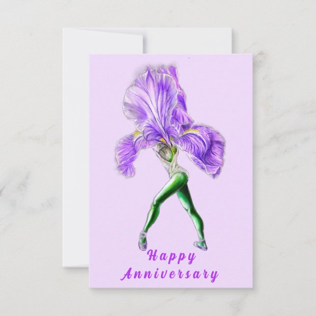 Iris Flower Ballet Dancer Anniversaire Carte (Devant)