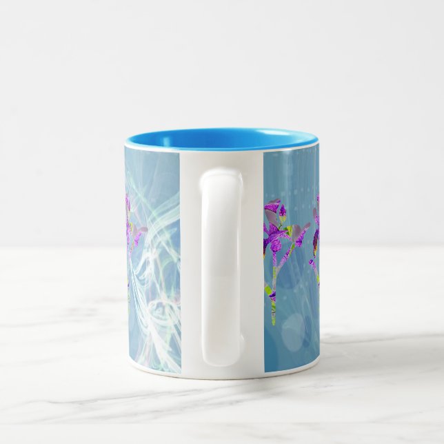 Iris (Fractuelle Bleue) ~ Mug de café Floral (Poignée)