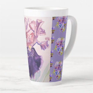 Iris Iris Irises, Peint À La Main, Mug De Latte F