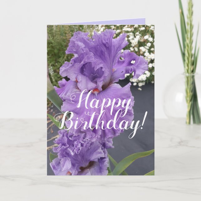 Iris Irises Fleur violet Carte d'anniversaire (Devant)