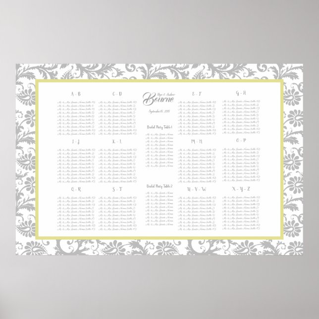 Iris jaune et tableau de placement gris par ordre  (Devant)